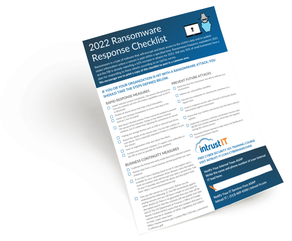 2022 Intrust Ransomware Response Checklist Promo