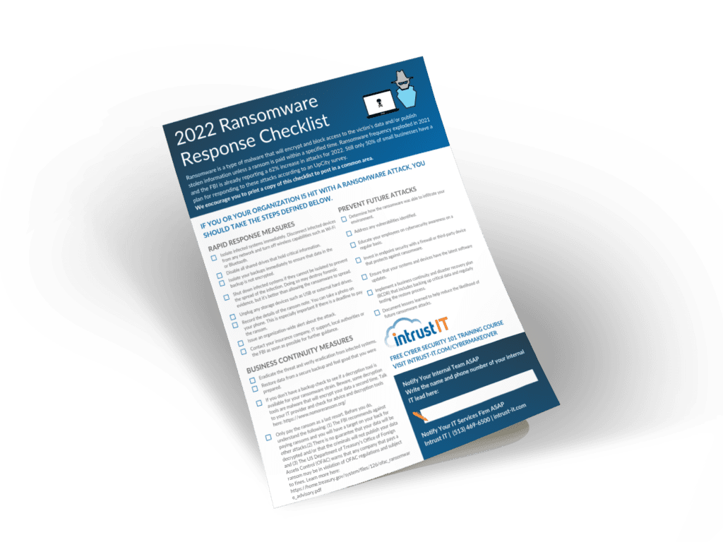 2022 Intrust Ransomware Response Checklist Promo Wide