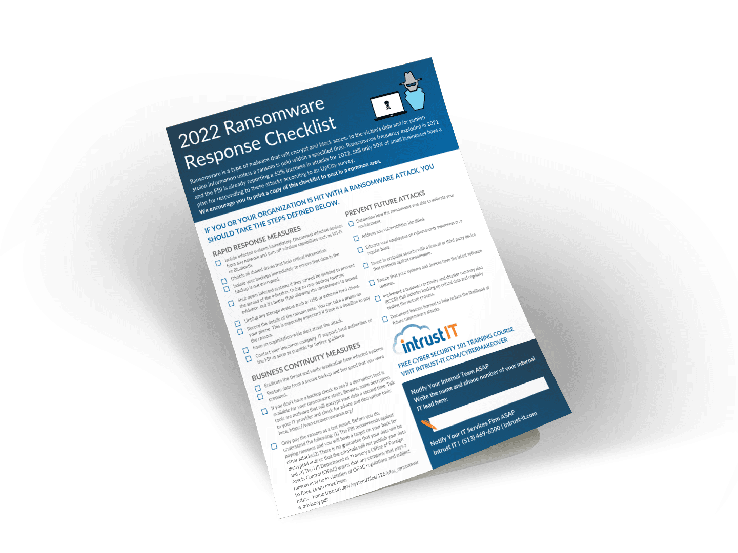 2022 Intrust Ransomware Response Checklist Promo Wide