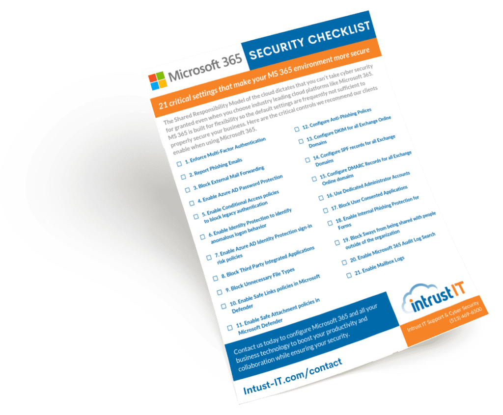 Intrust Microsoft 365 Security Checklist promo